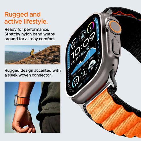 Spigen רצועת שעון WBF1 ל-Apple Watch – תואמת Ultra 3/2/1 (49mm), Series 11/10 (46mm), 9/8/7 (45mm), 6/5/4 (44mm)